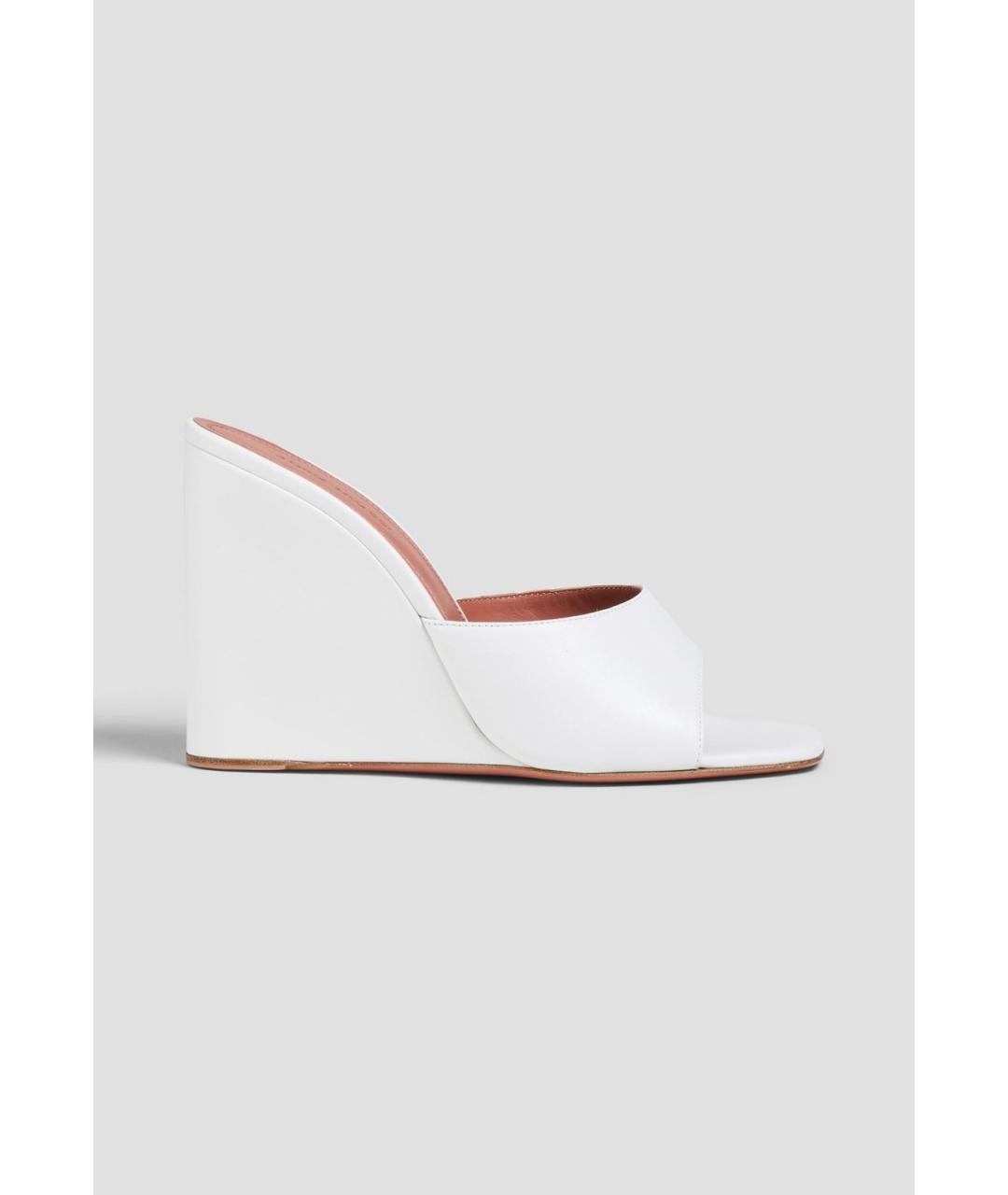 Amina Muaddi Белые кожаные мюли, фото 5