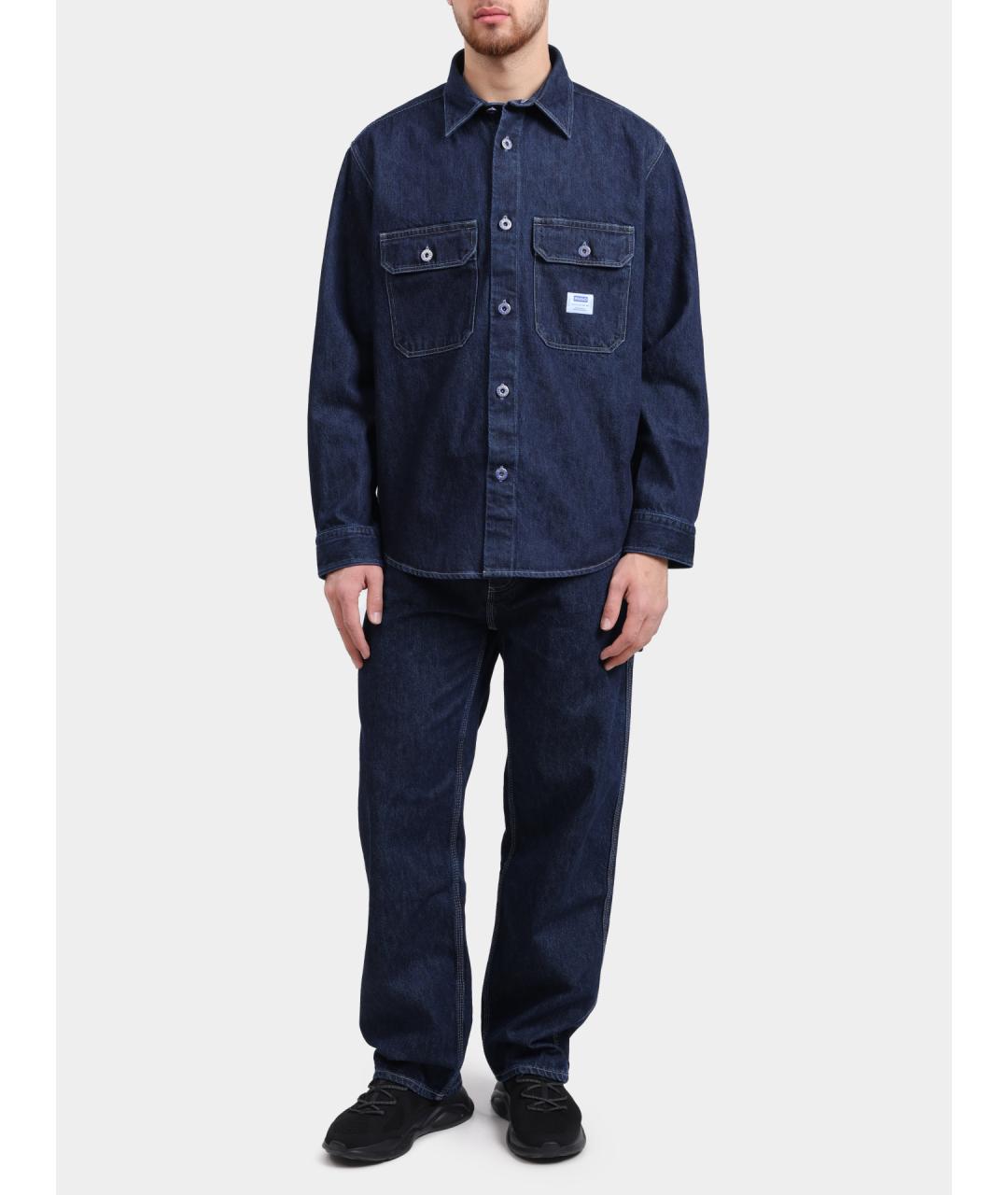 HUGO Синяя хлопковая кэжуал рубашка, фото 2