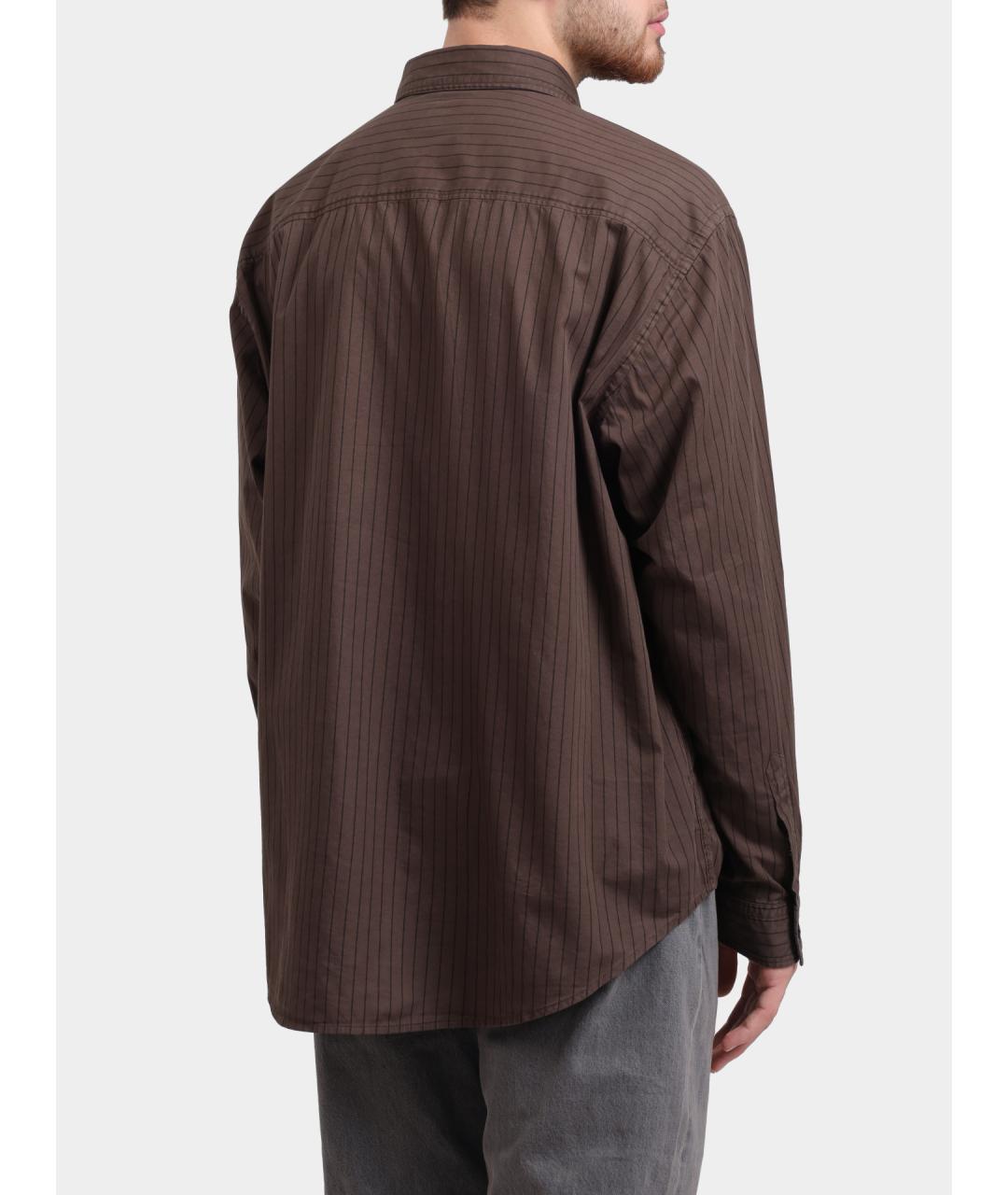 HUGO Коричневая хлопковая кэжуал рубашка, фото 5