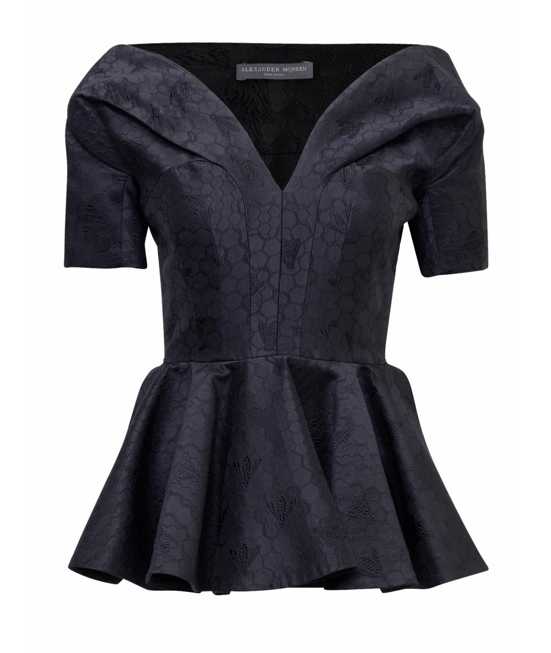 ALEXANDER MCQUEEN Черный шелковый корсет, фото 1