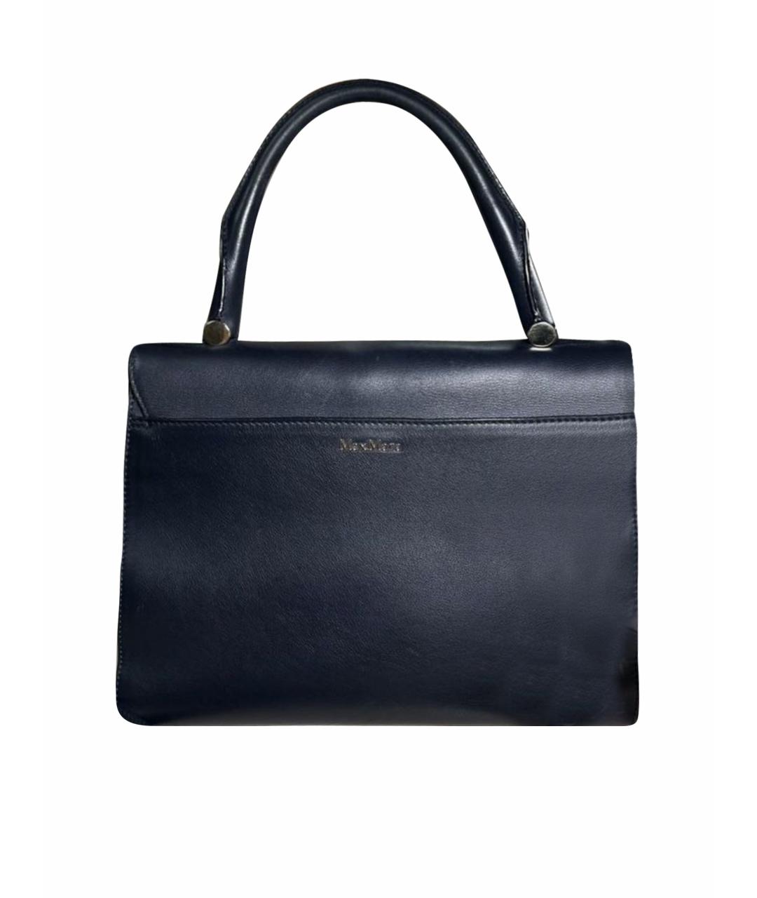 MAX MARA Темно-синяя кожаная сумка через плечо, фото 1