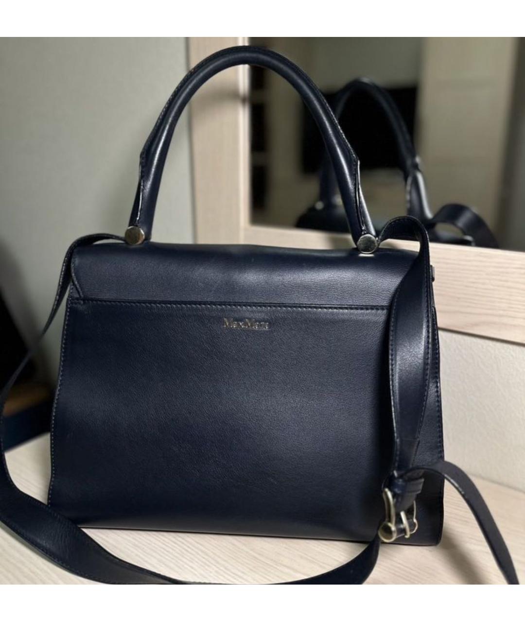 MAX MARA Темно-синяя кожаная сумка через плечо, фото 9