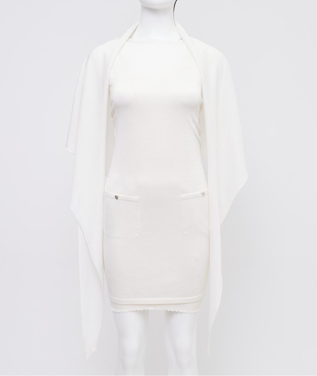 CHANEL Белое вискозное повседневное платье, фото 7