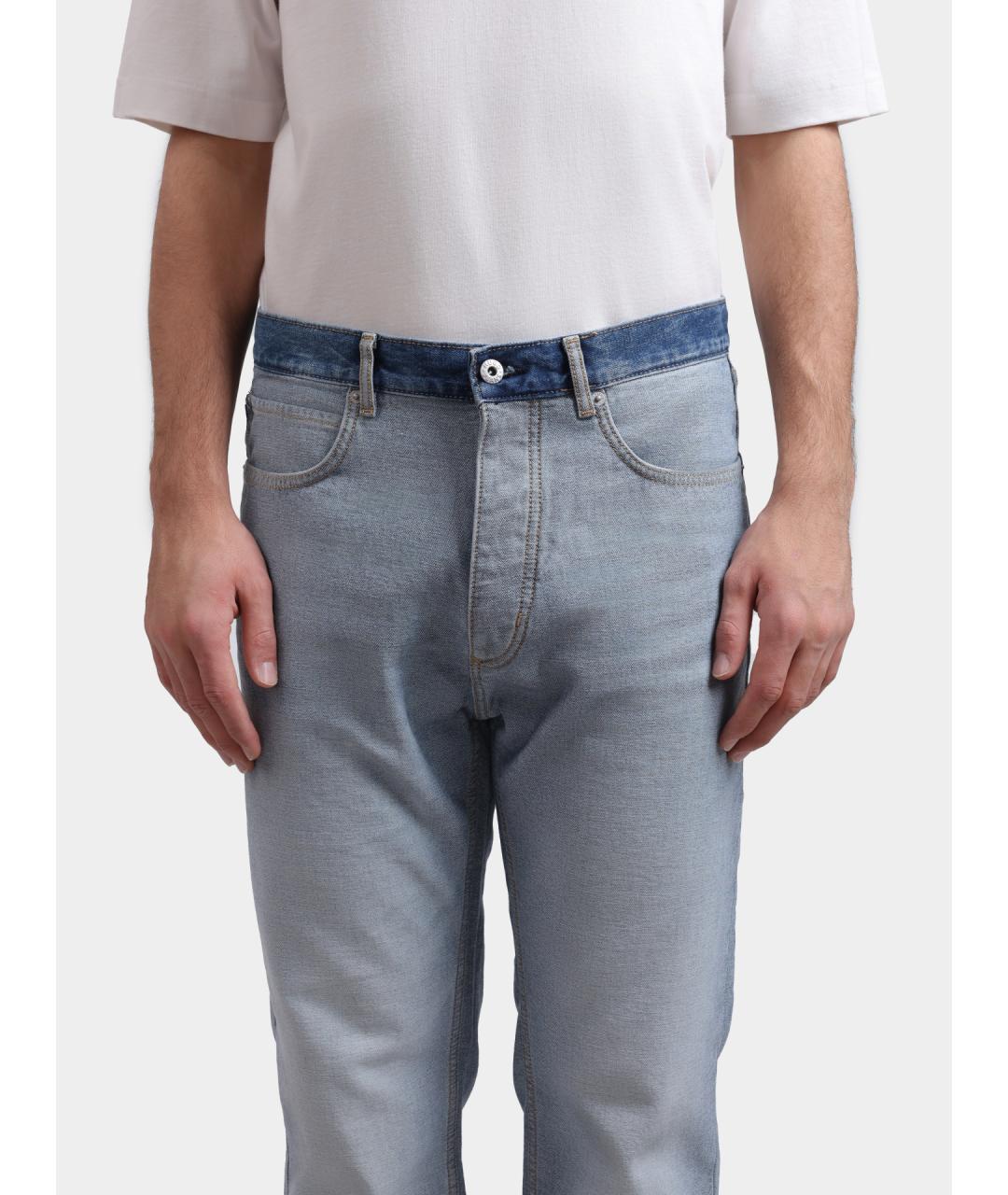 HUGO Голубые хлопковые прямые джинсы, фото 4