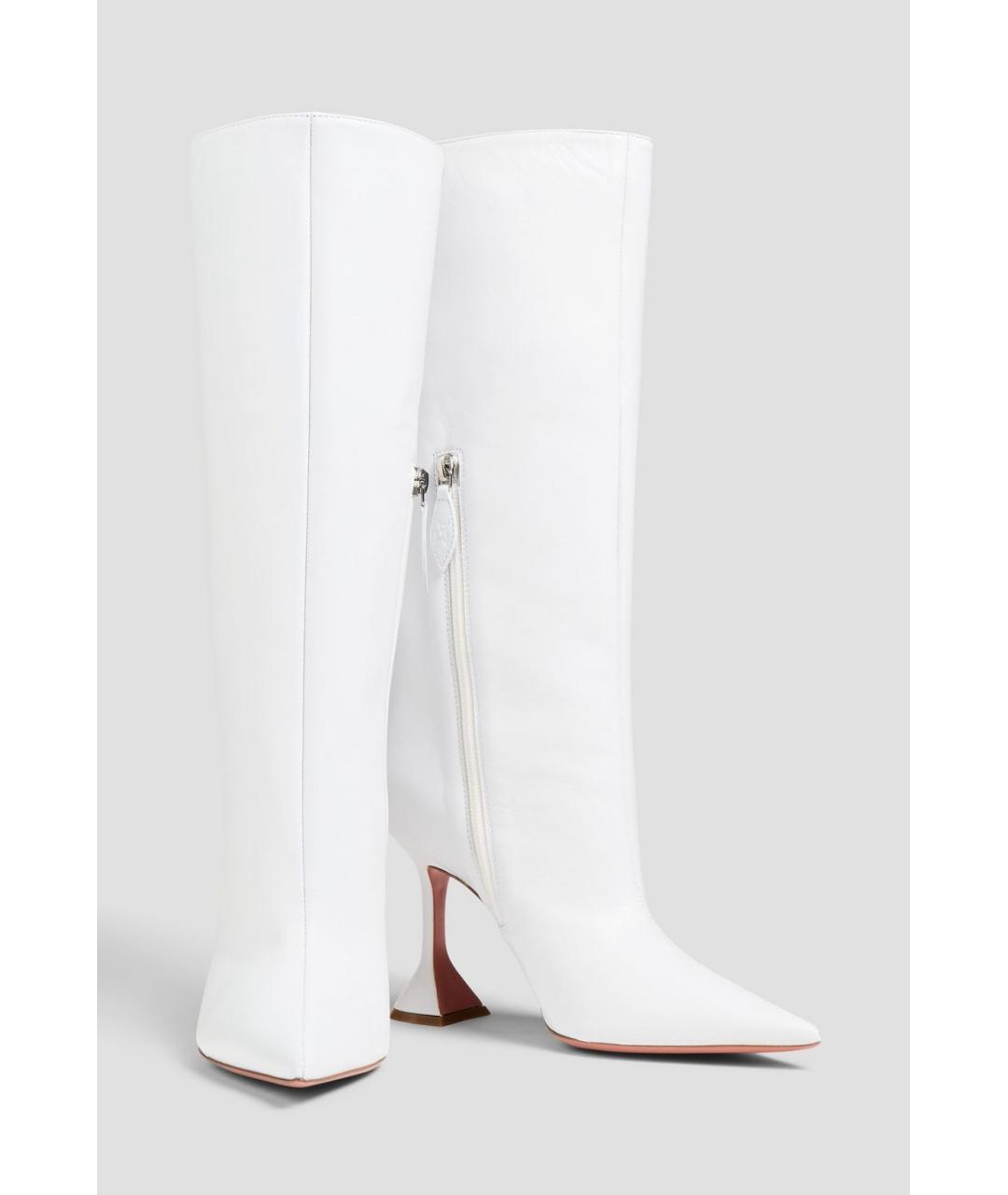 Amina Muaddi Белые кожаные полусапоги, фото 2