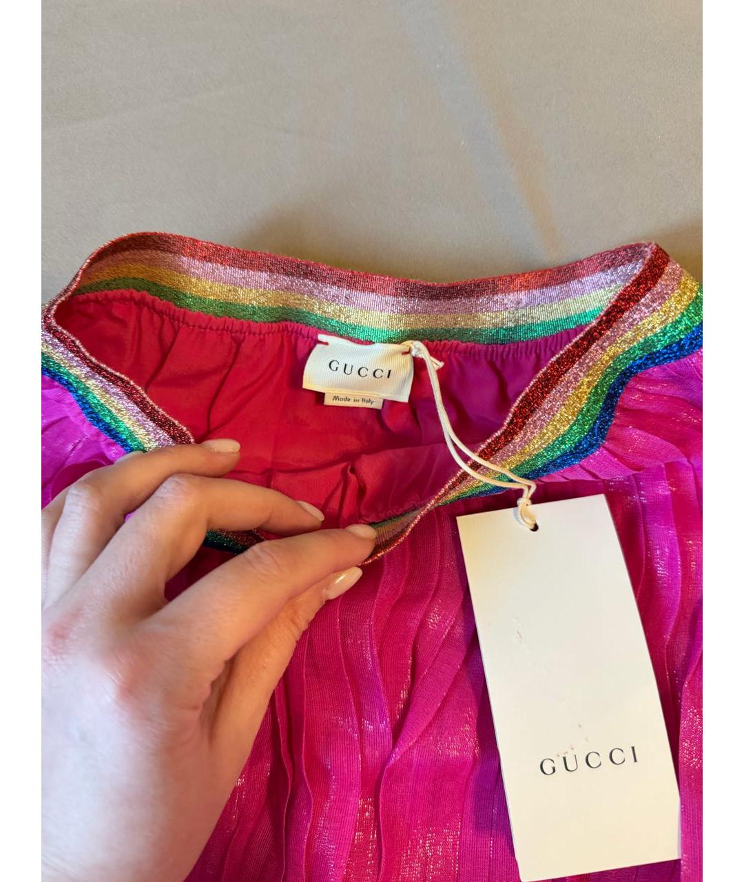 GUCCI Фуксия шелковая юбка, фото 3