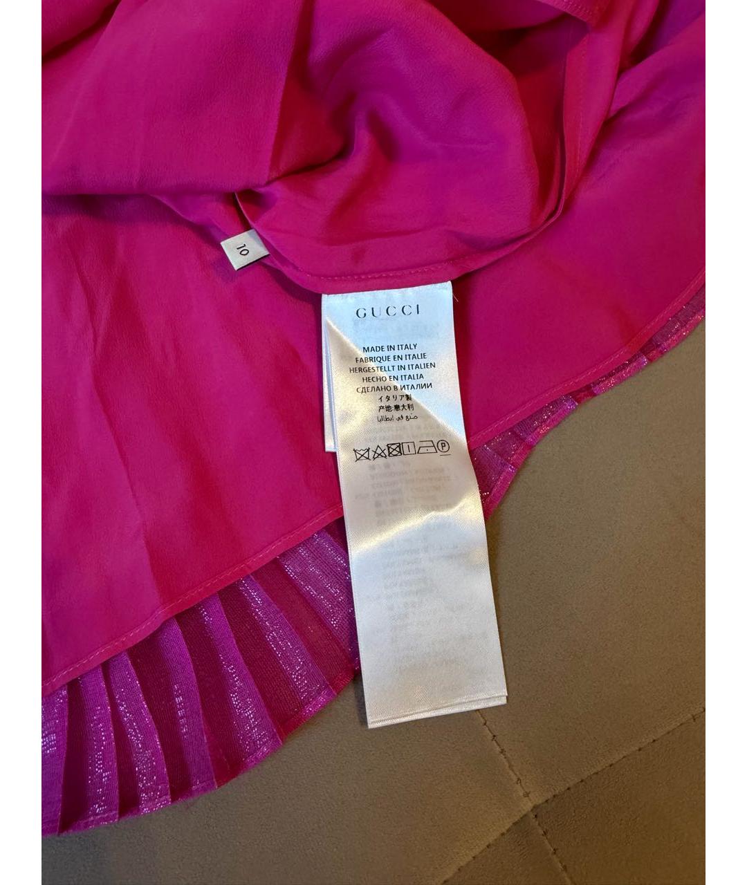 GUCCI Фуксия шелковая юбка, фото 5