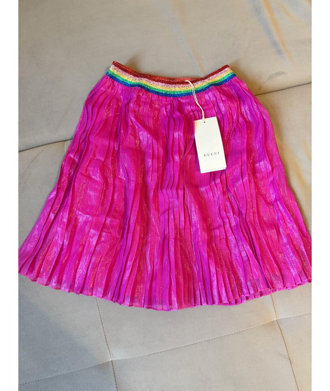 GUCCI Фуксия шелковая юбка, фото 9