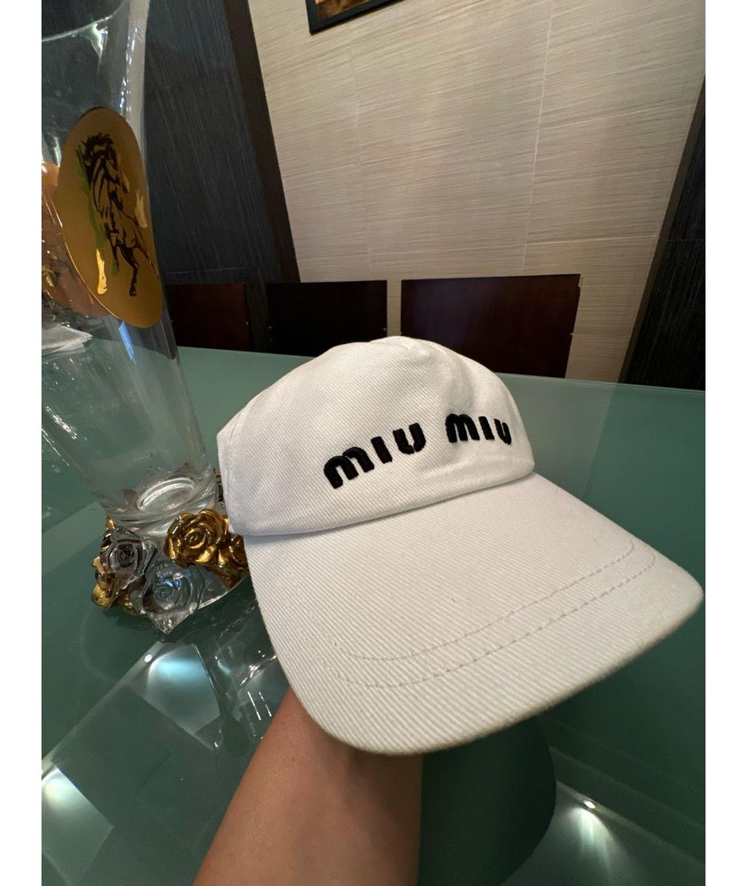 MIU MIU Белая хлопковая кепка, фото 5