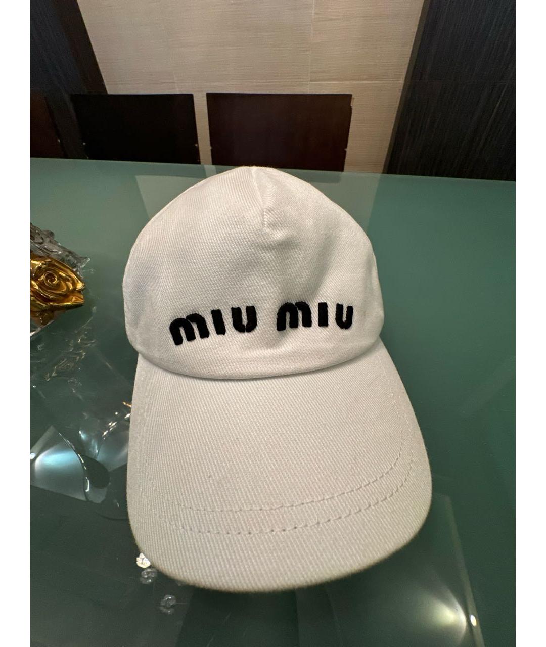 MIU MIU Белая хлопковая кепка, фото 6