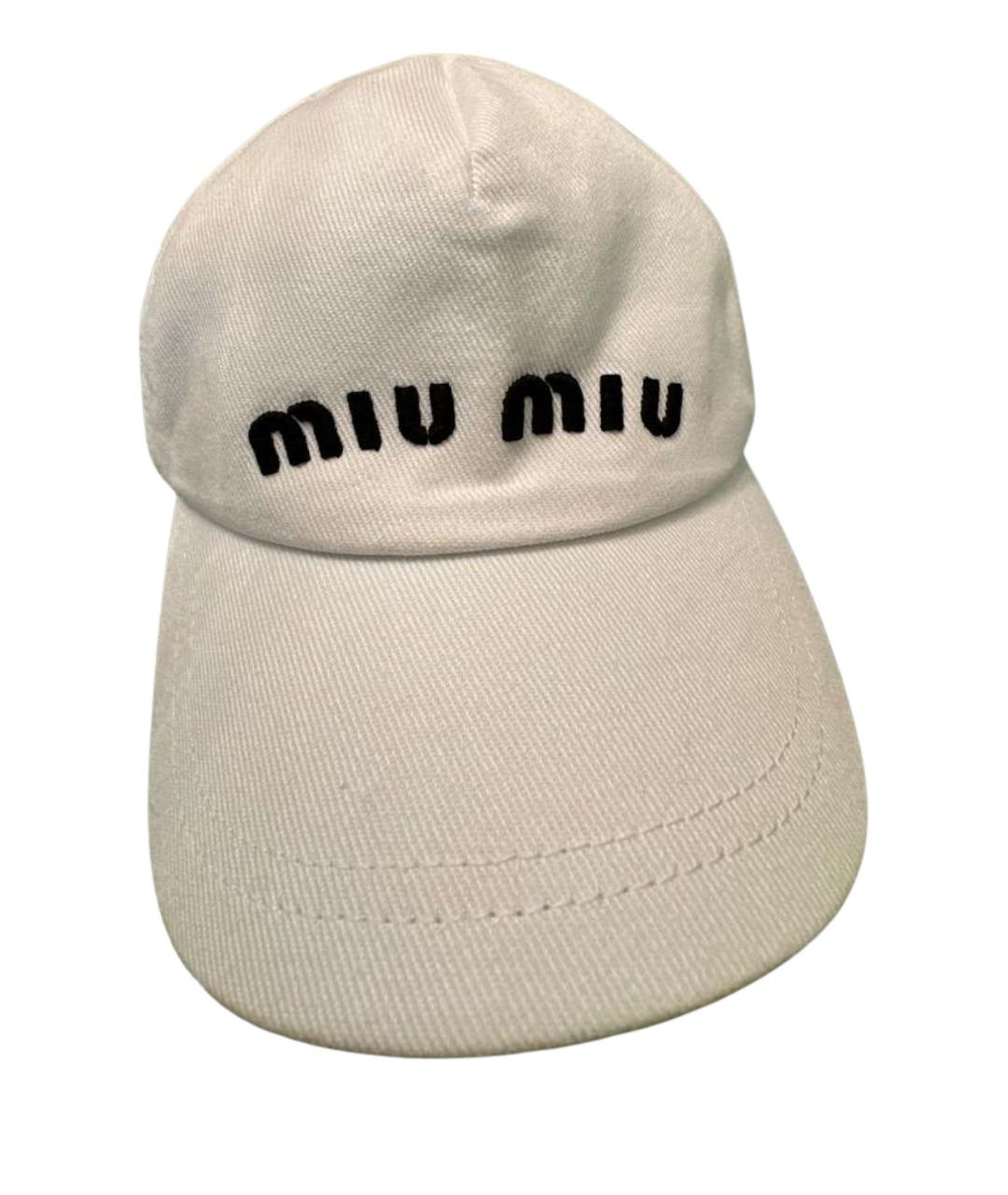 MIU MIU Белая хлопковая кепка, фото 1