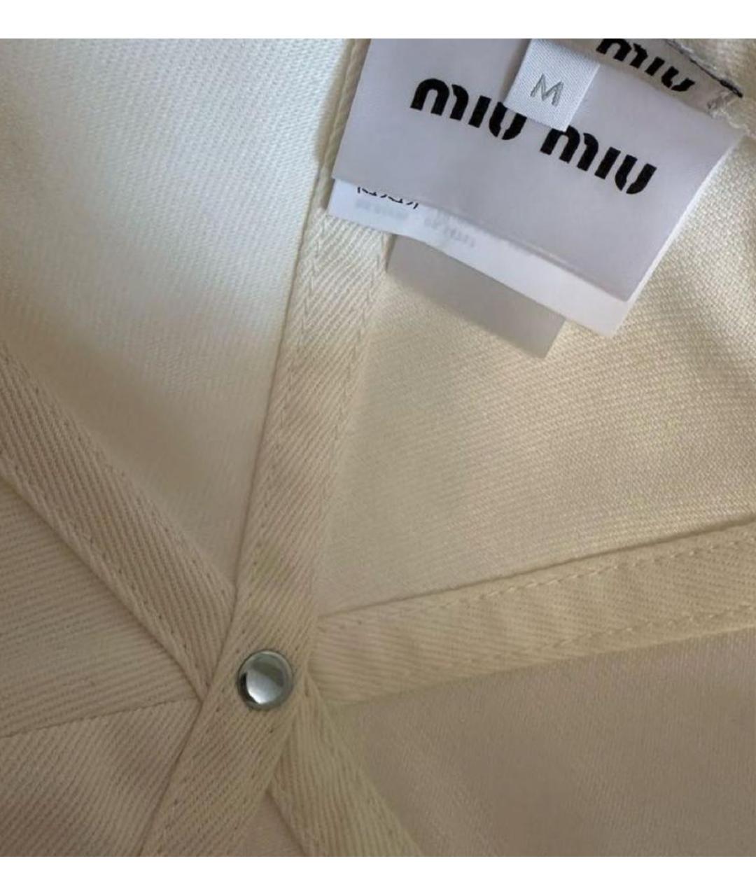 MIU MIU Белая хлопковая кепка, фото 3