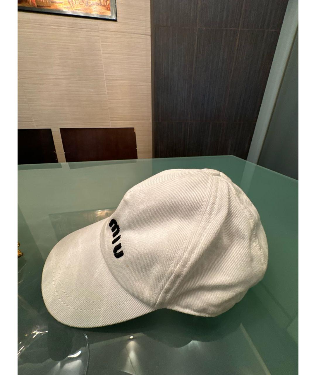 MIU MIU Белая хлопковая кепка, фото 2