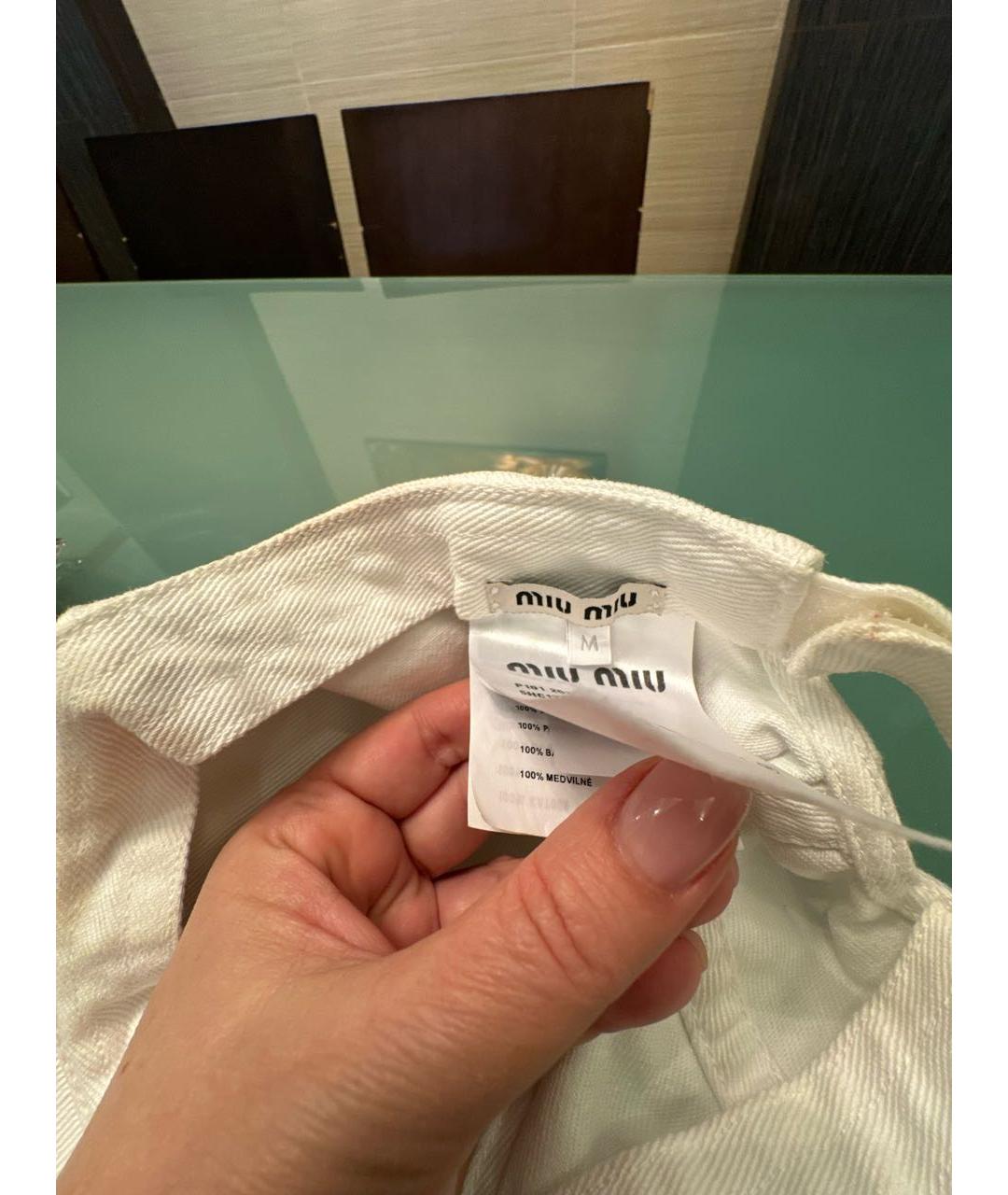 MIU MIU Белая хлопковая кепка, фото 4