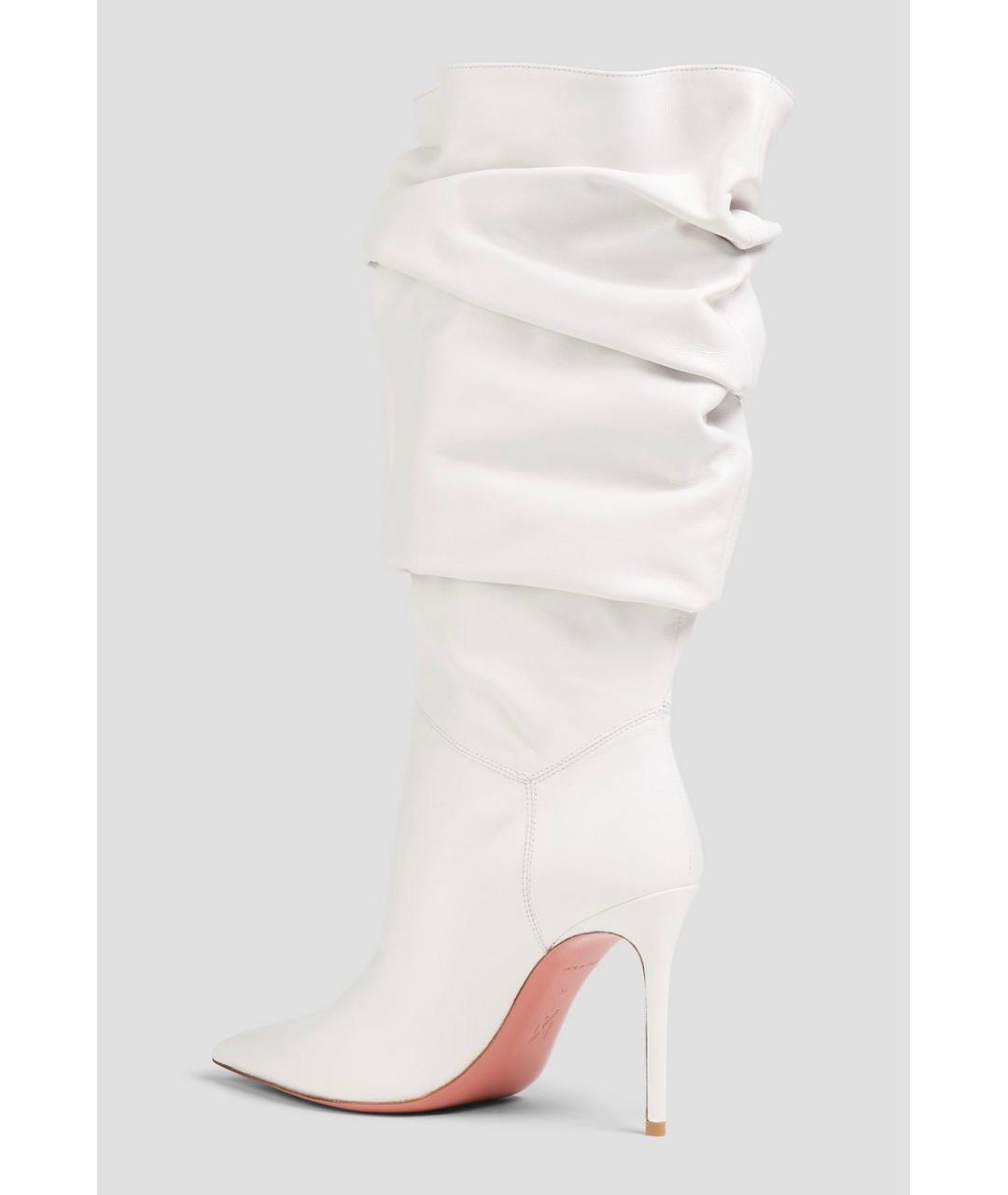 Amina Muaddi Белые кожаные ботильоны, фото 3