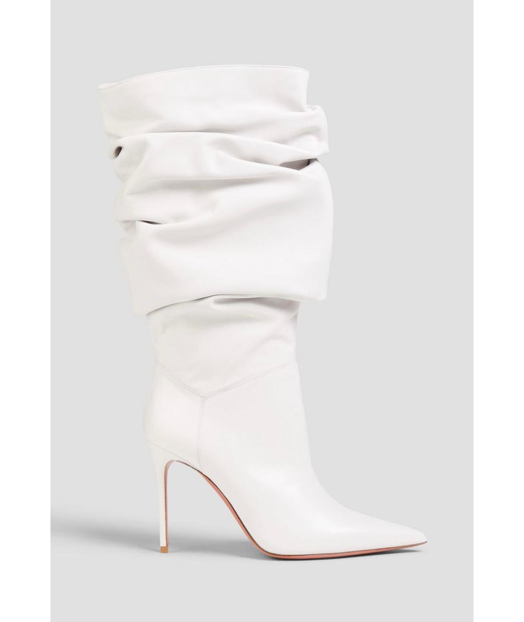 Amina Muaddi Белые кожаные ботильоны, фото 5