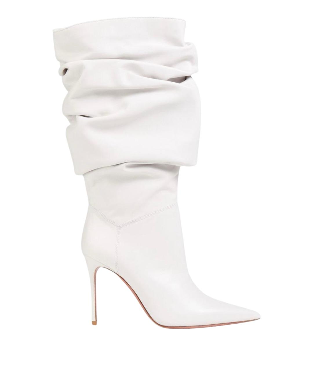 Amina Muaddi Белые кожаные ботильоны, фото 1