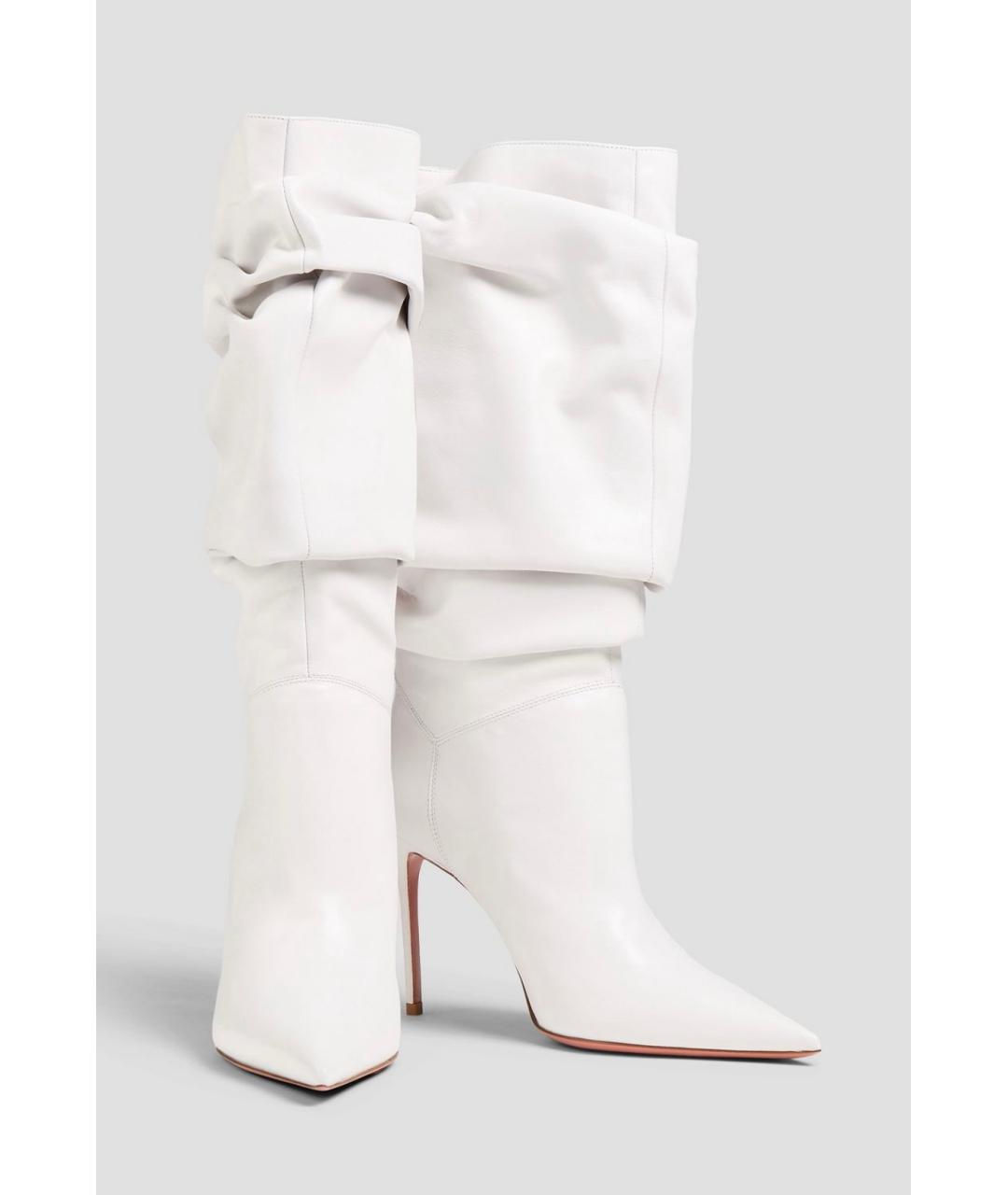 Amina Muaddi Белые кожаные ботильоны, фото 2