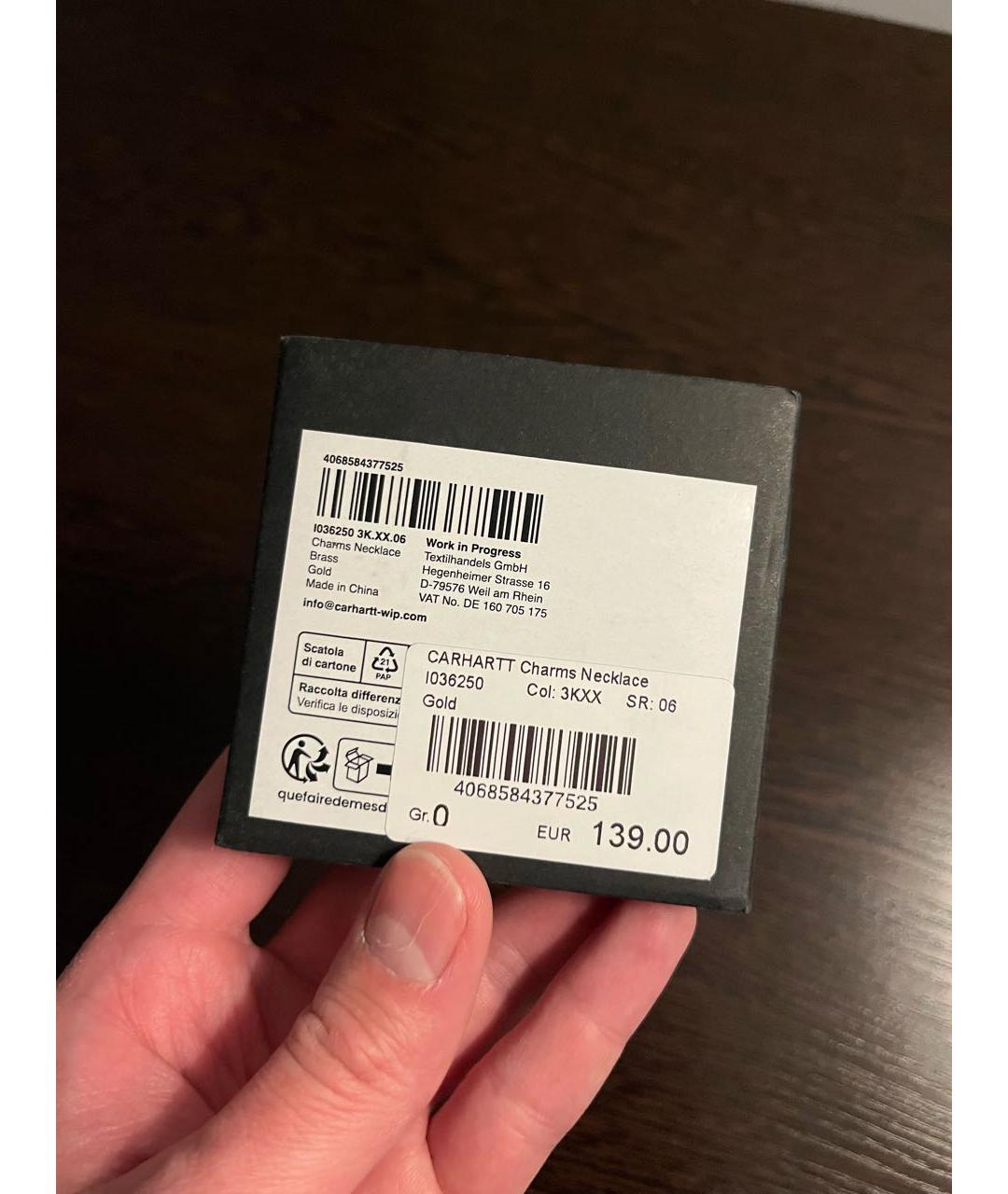 CARHARTT WIP Золотая латунная подвеска, фото 3