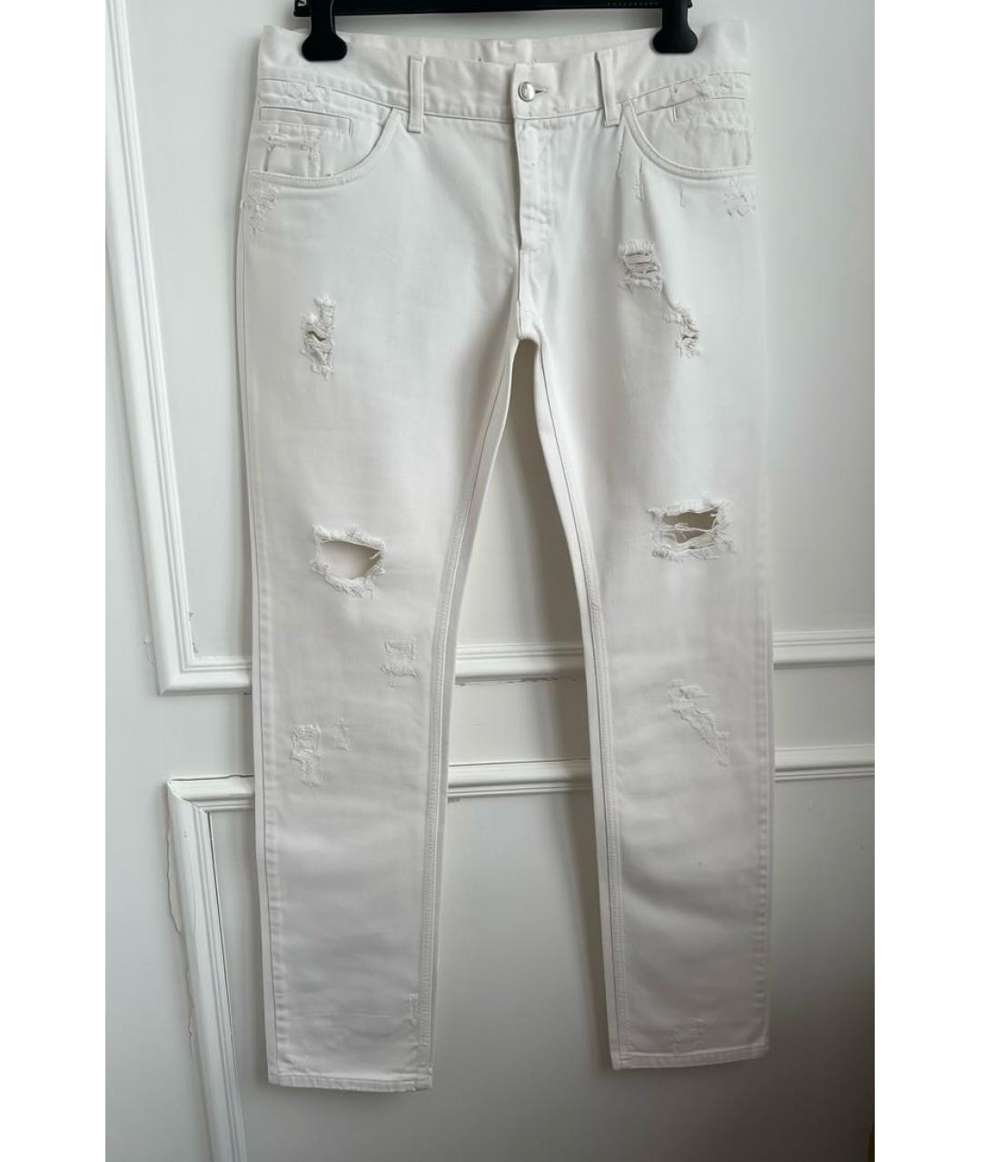 DOLCE&GABBANA Белые хлопковые джинсы скинни, фото 6