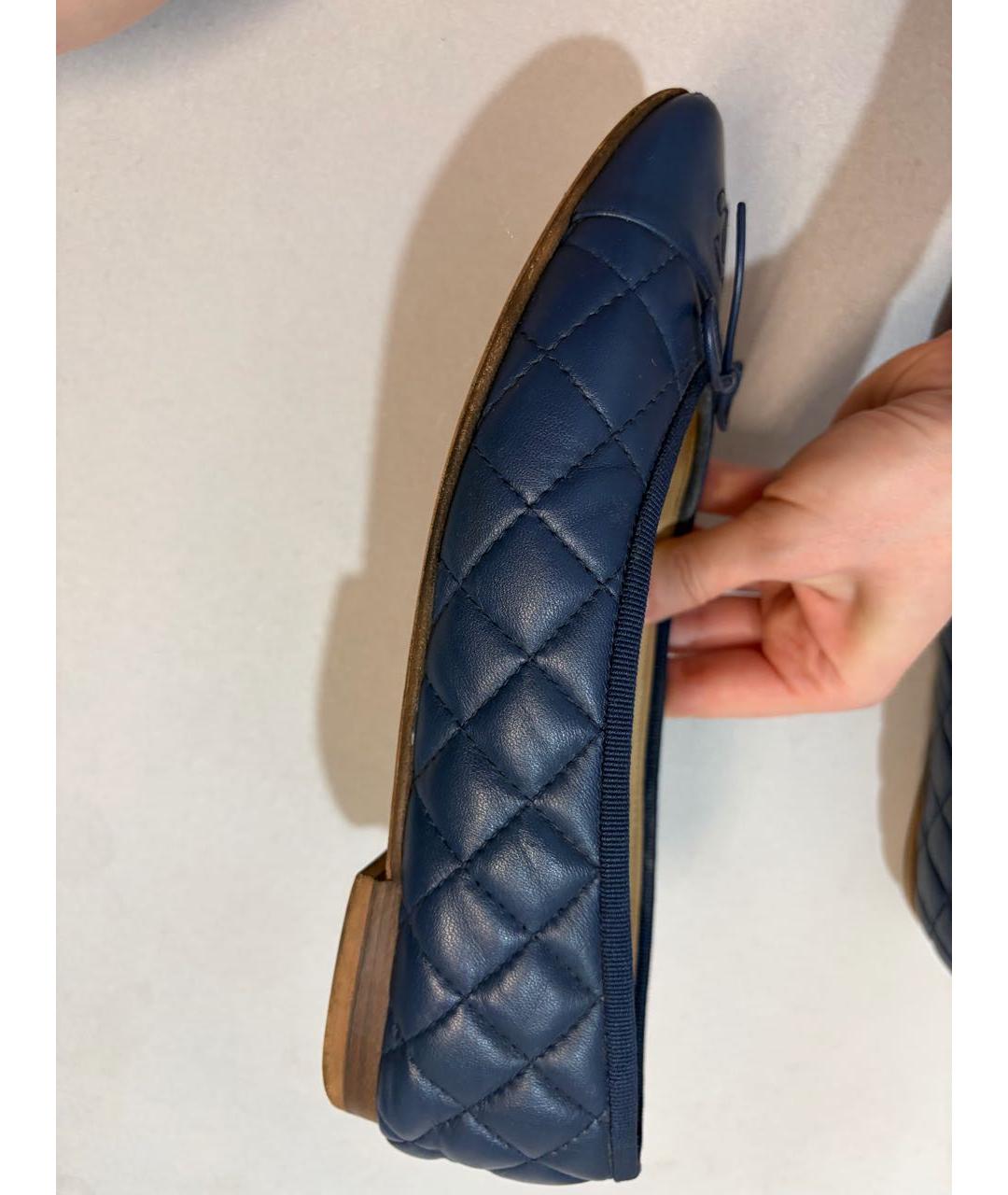CHANEL Синие кожаные балетки, фото 7