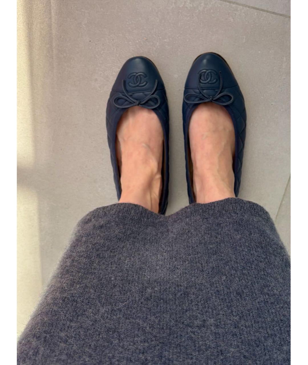 CHANEL Синие кожаные балетки, фото 3