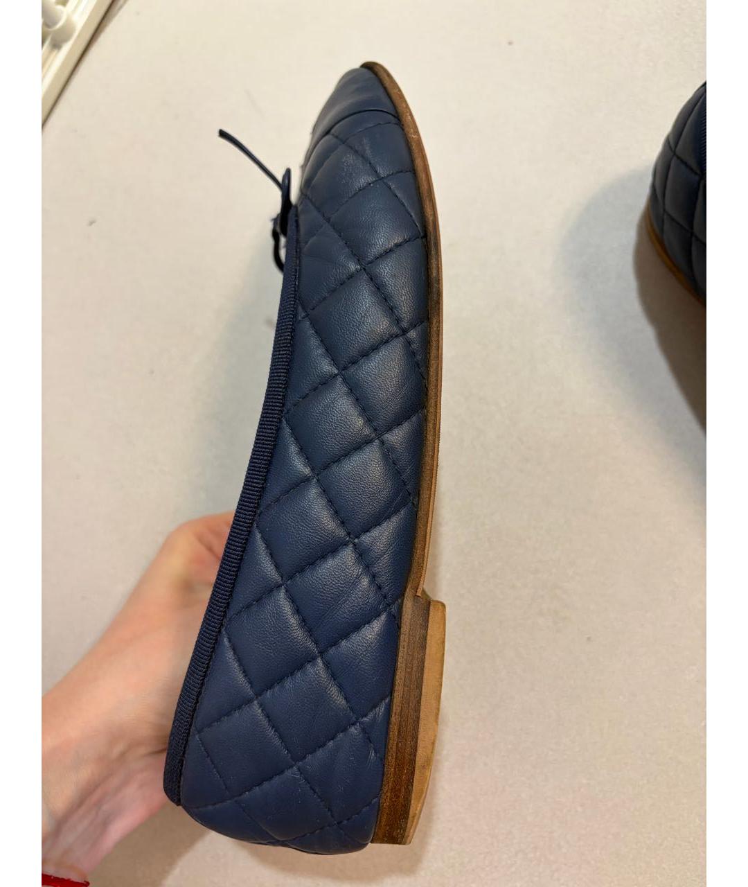 CHANEL Синие кожаные балетки, фото 8