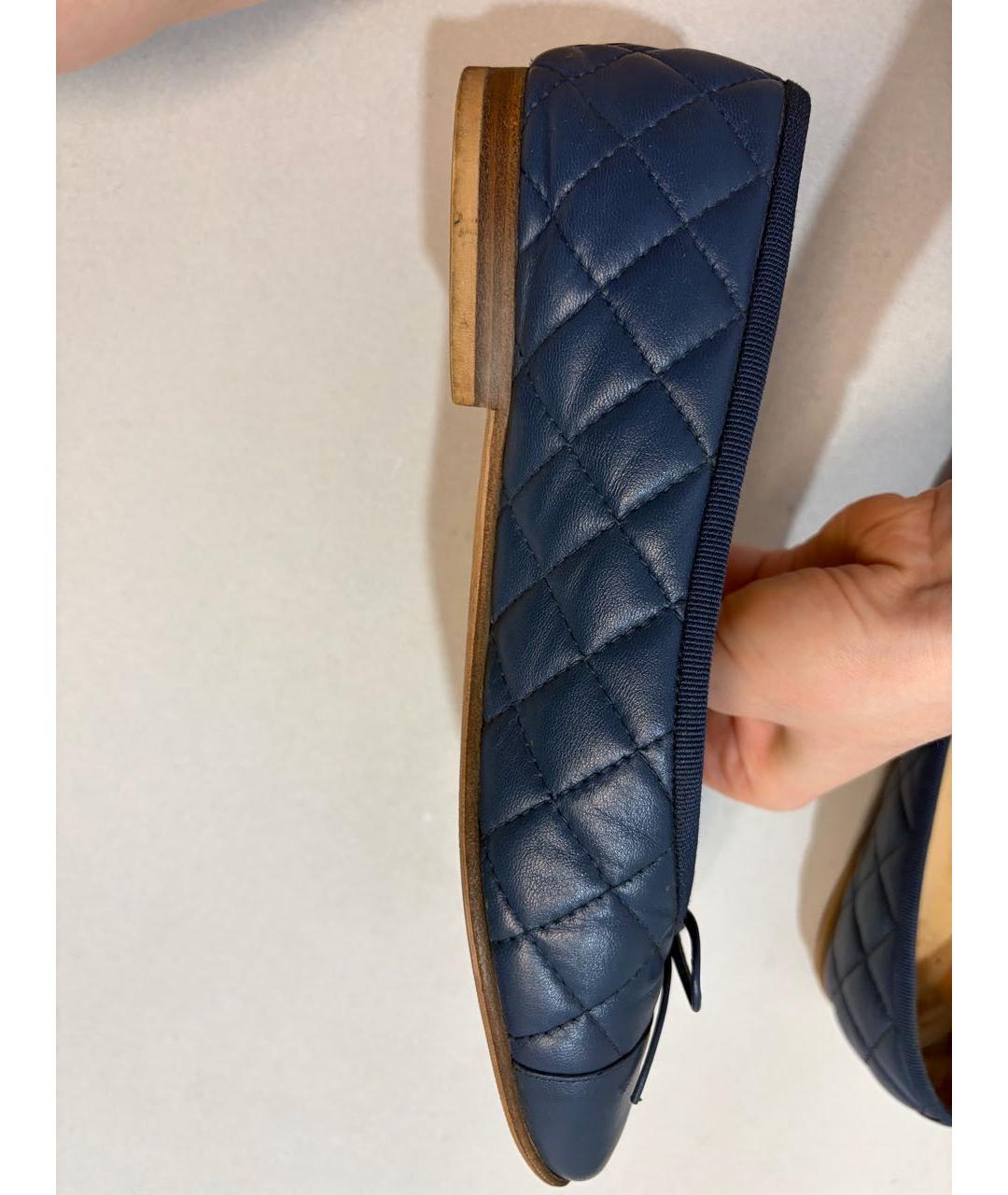 CHANEL Синие кожаные балетки, фото 6
