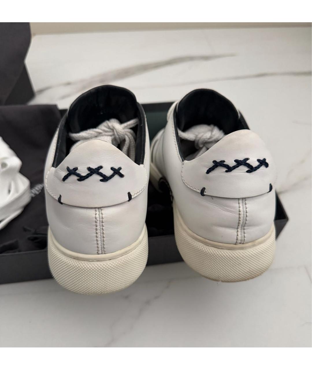 ERMENEGILDO ZEGNA XXX Белые кожаные низкие кроссовки / кеды, фото 4