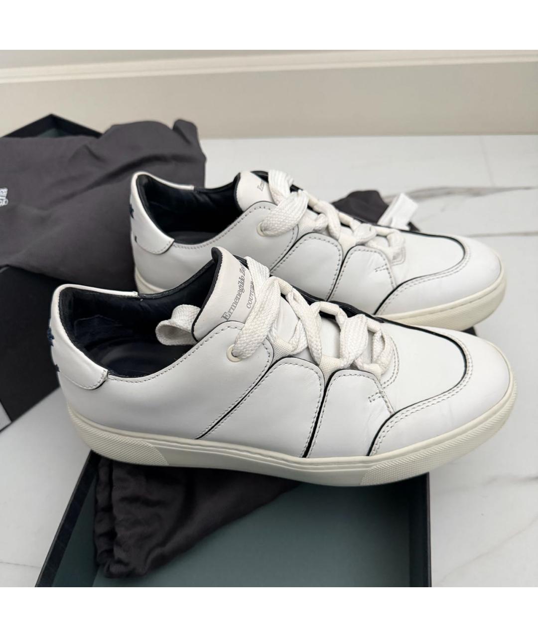 ERMENEGILDO ZEGNA XXX Белые кожаные низкие кроссовки / кеды, фото 9