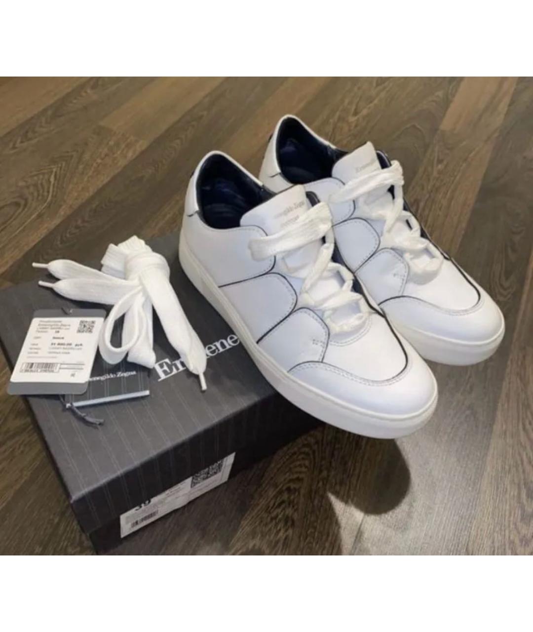 ERMENEGILDO ZEGNA XXX Белые кожаные низкие кроссовки / кеды, фото 8