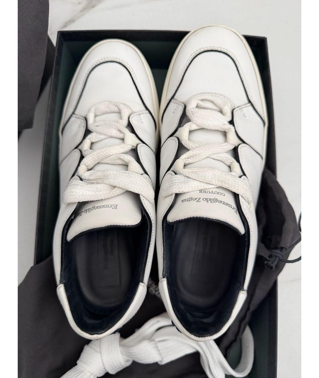 ERMENEGILDO ZEGNA XXX Белые кожаные низкие кроссовки / кеды, фото 3