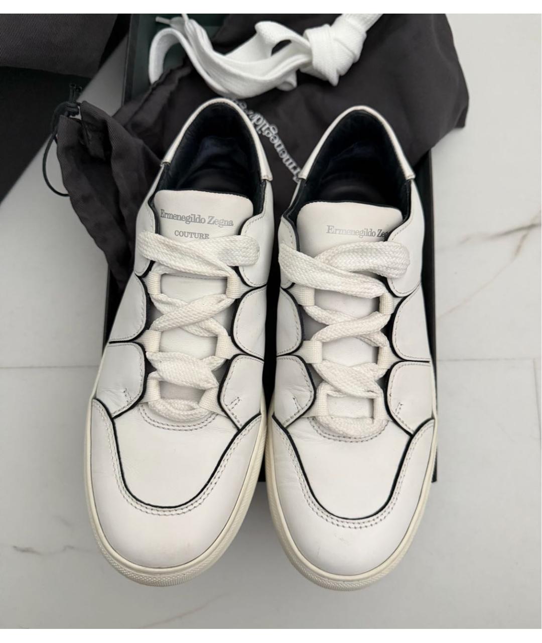 ERMENEGILDO ZEGNA XXX Белые кожаные низкие кроссовки / кеды, фото 2