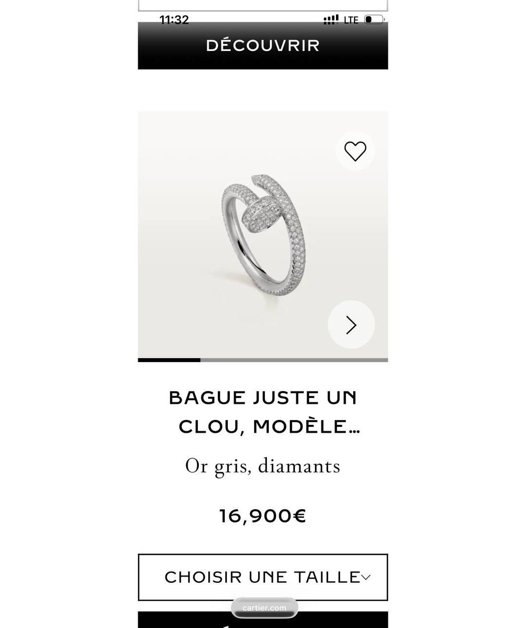 CARTIER Серебряное кольцо из белого золота, фото 5