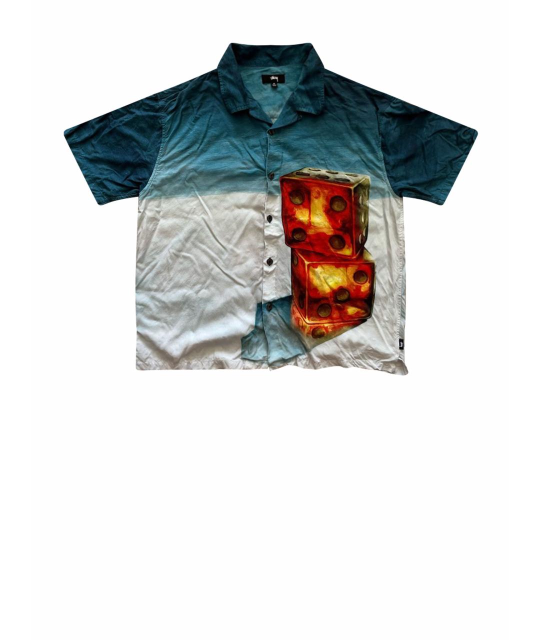 STUSSY Голубая хлопко-эластановая рубашка, фото 6