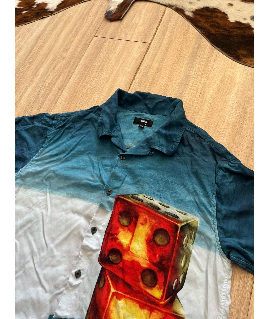 STUSSY Голубая хлопко-эластановая рубашка, фото 3