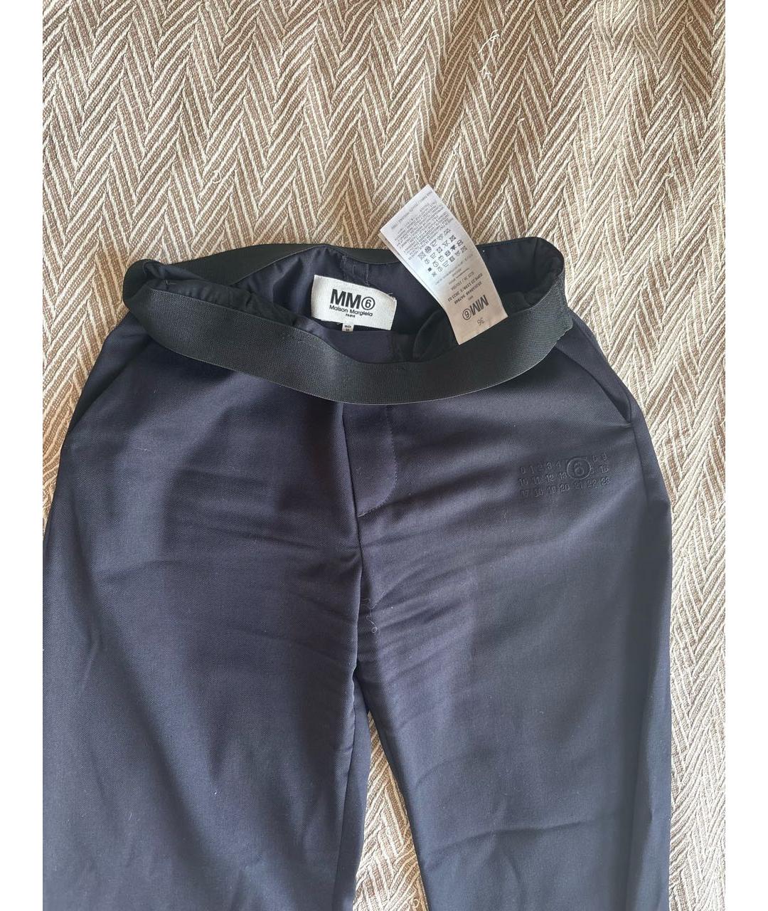 MM6 MAISON MARGIELA Темно-синие полиэстеровые брюки широкие, фото 3