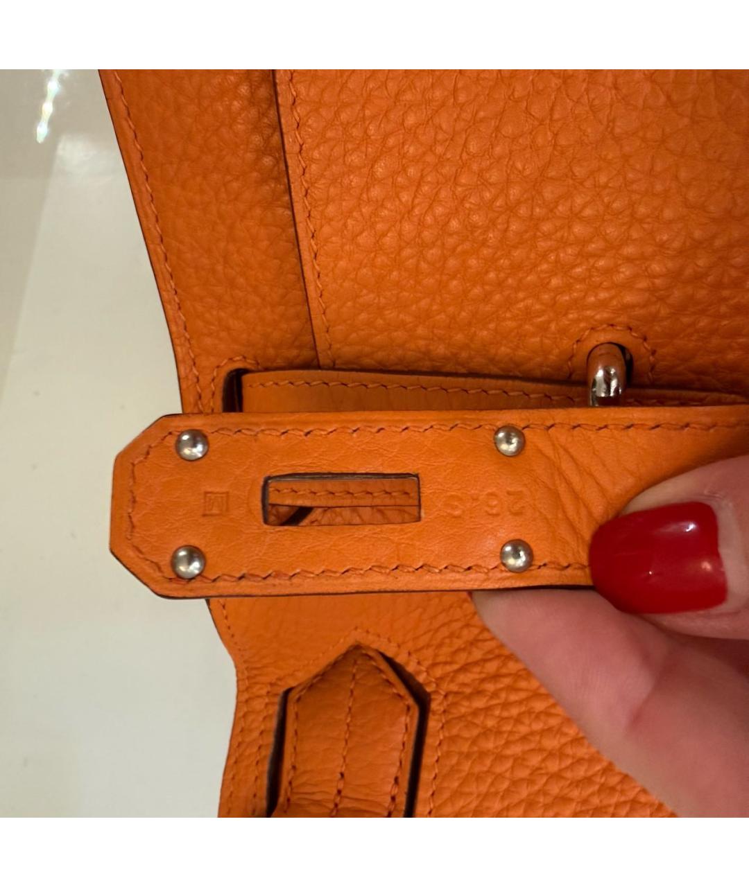HERMES Оранжевая кожаная сумка через плечо, фото 7
