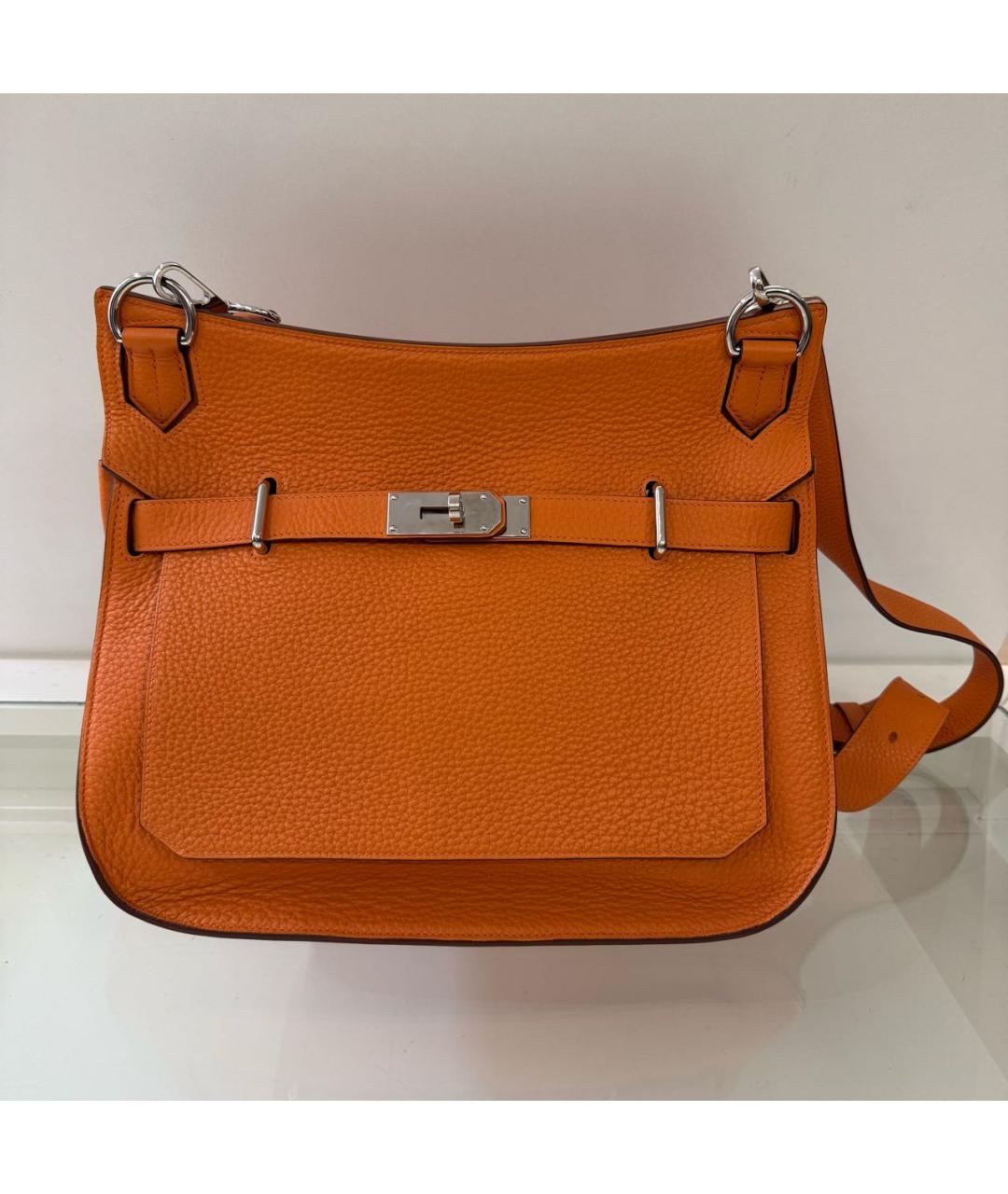 HERMES Оранжевая кожаная сумка через плечо, фото 9