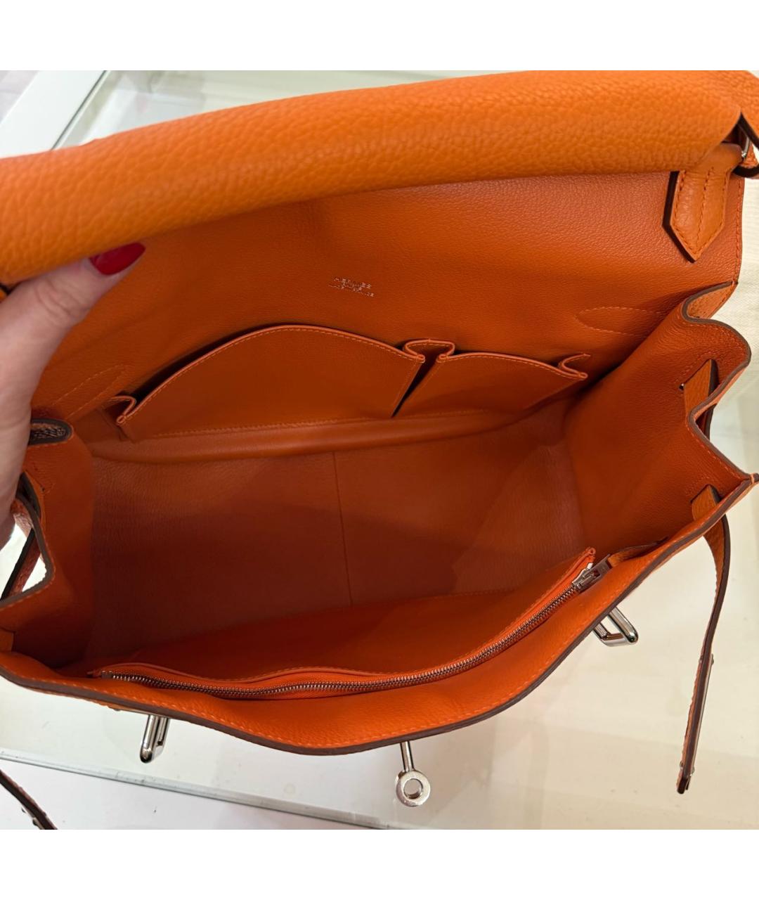 HERMES Оранжевая кожаная сумка через плечо, фото 4