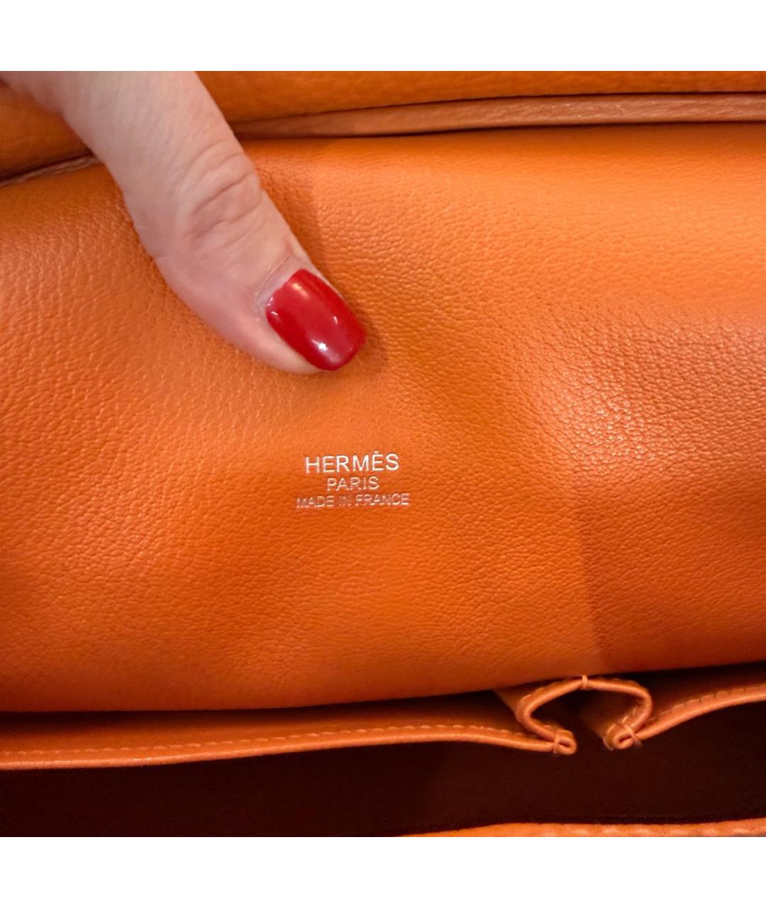 HERMES Оранжевая кожаная сумка через плечо, фото 8