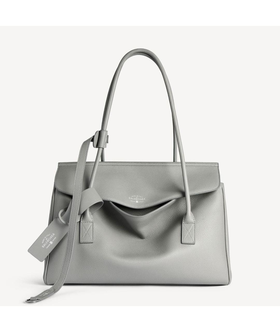 BALENCIAGA Серая кожаная сумка тоут, фото 4