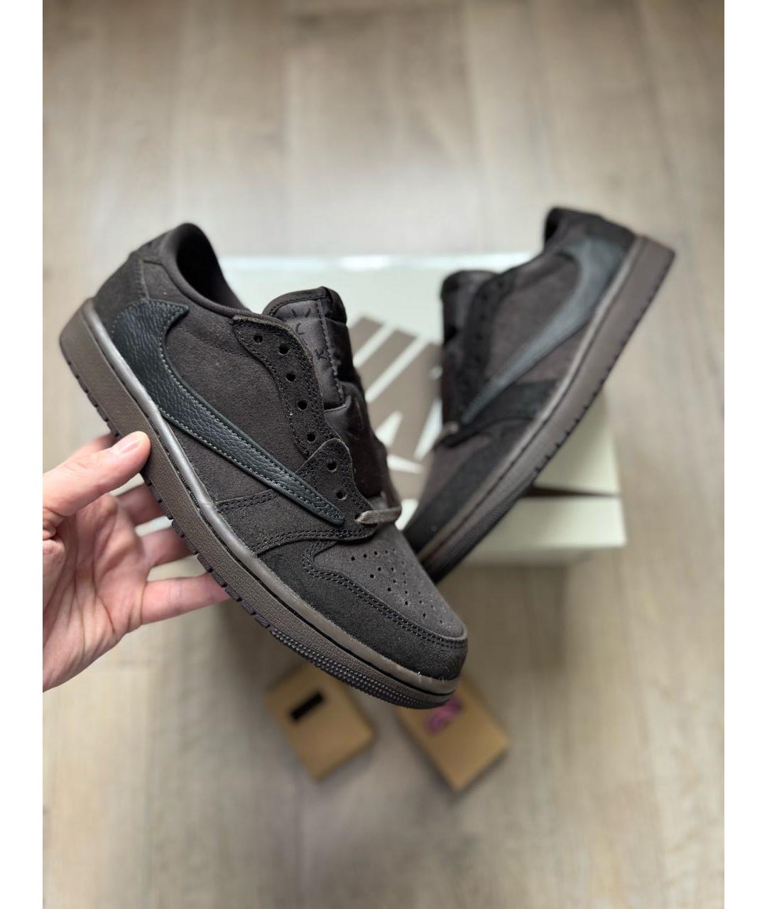 JORDAN Коричневые замшевые низкие кроссовки / кеды, фото 2