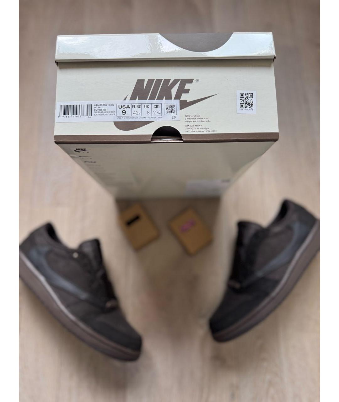 JORDAN Коричневые замшевые низкие кроссовки / кеды, фото 6