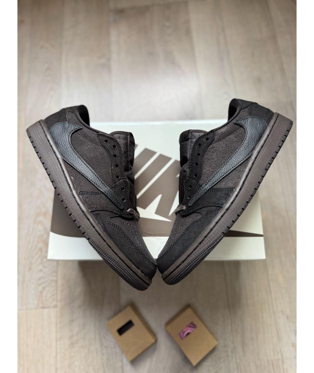 JORDAN Коричневые замшевые низкие кроссовки / кеды, фото 3