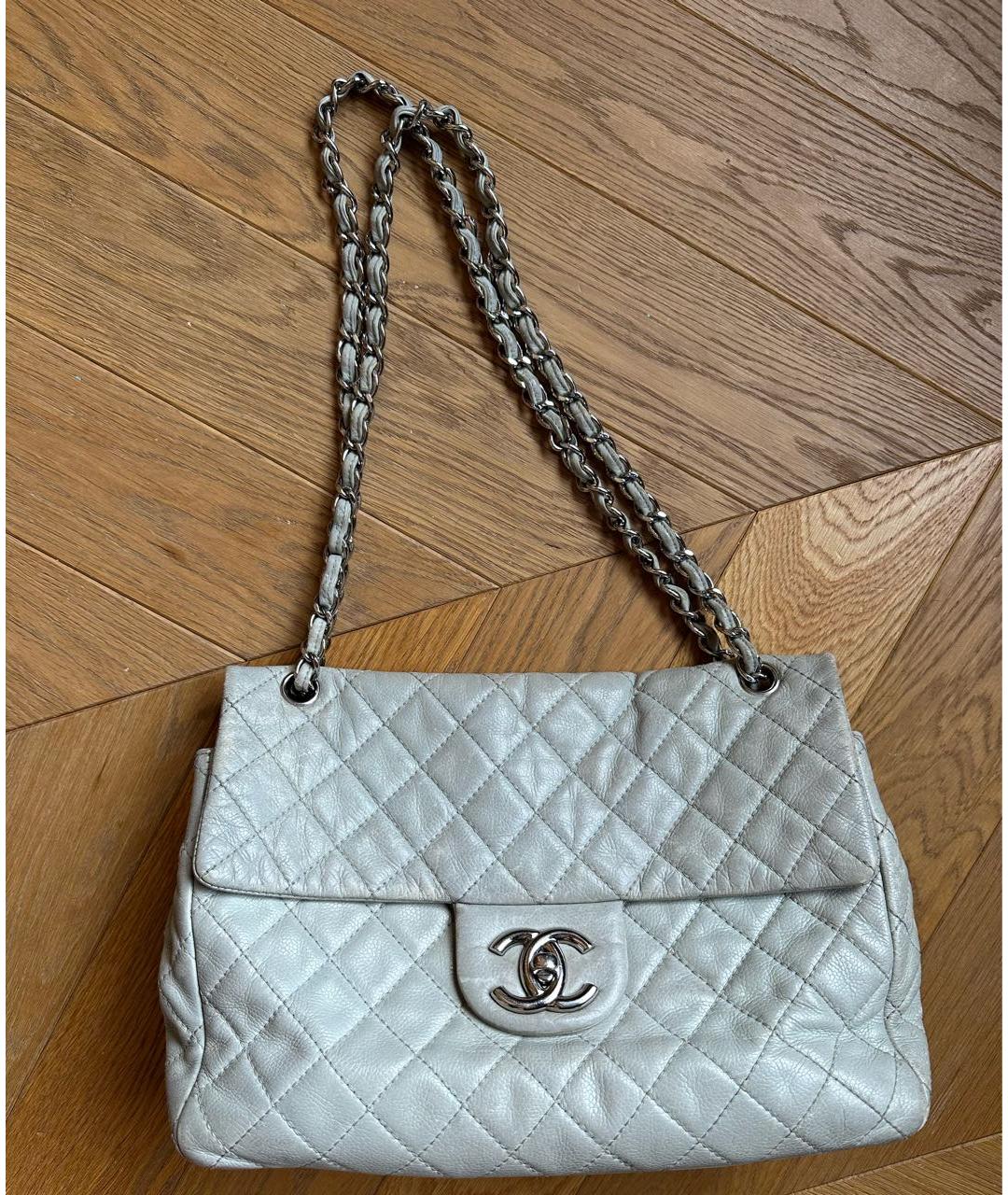 CHANEL Серая кожаная сумка через плечо, фото 8