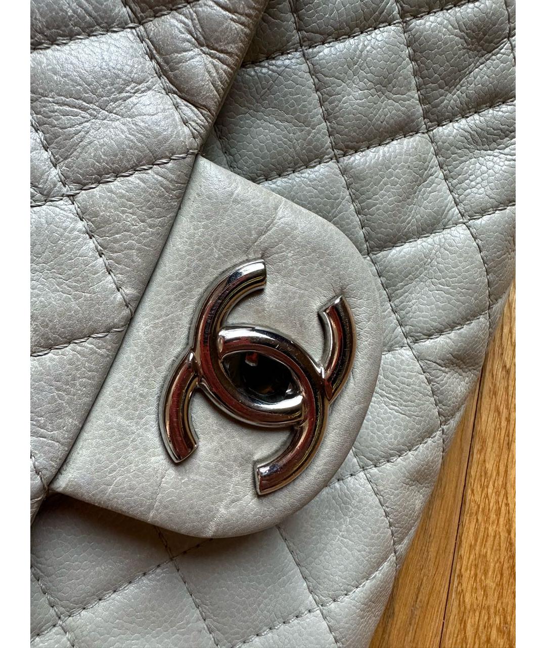 CHANEL Серая кожаная сумка через плечо, фото 5