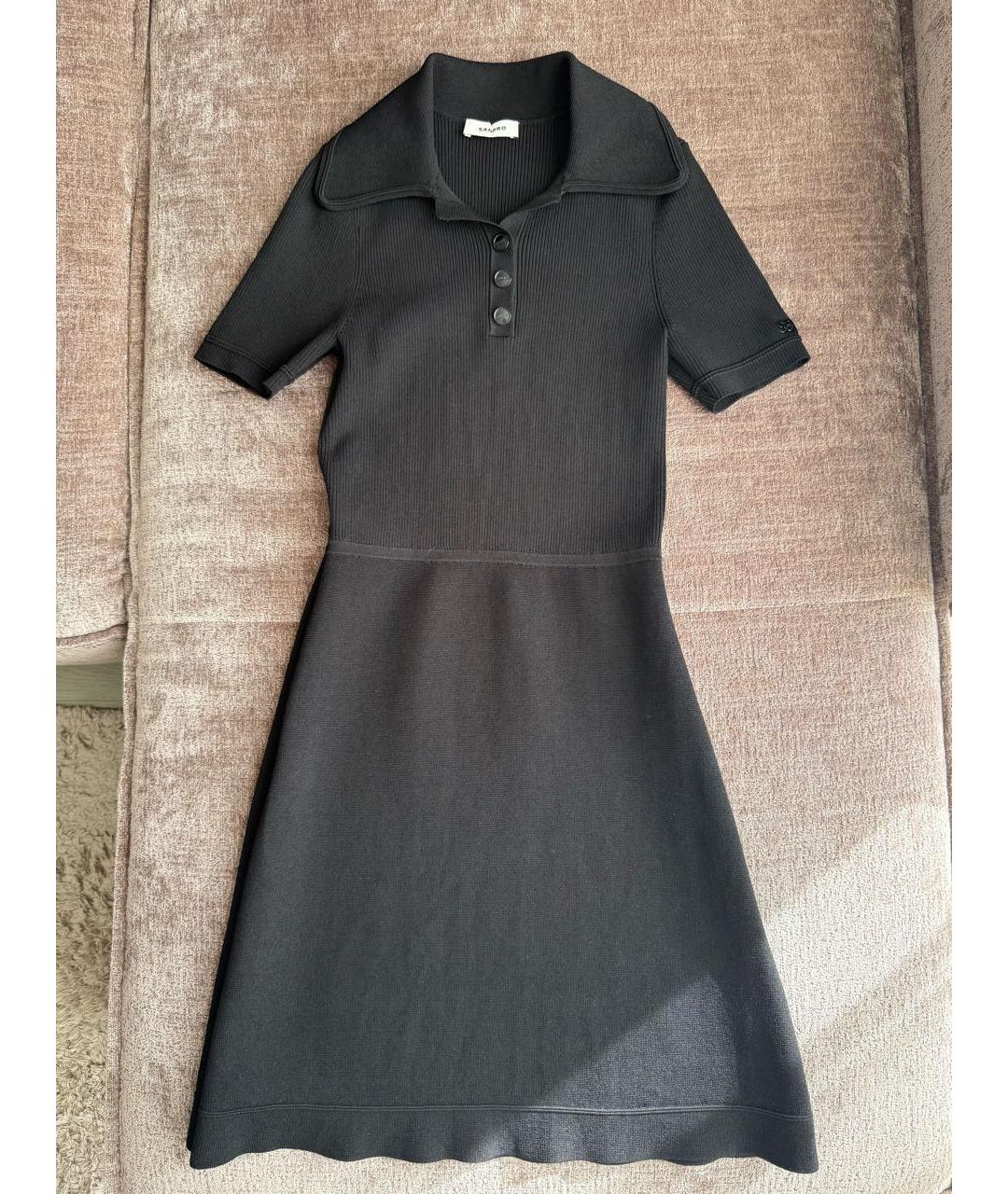 SANDRO Черное вискозное повседневное платье, фото 3