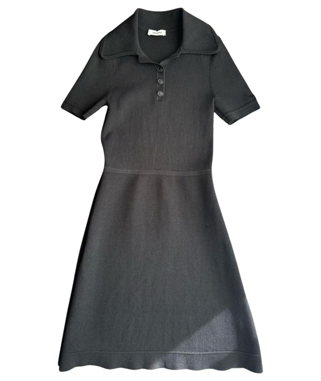 SANDRO Черное вискозное повседневное платье, фото 1