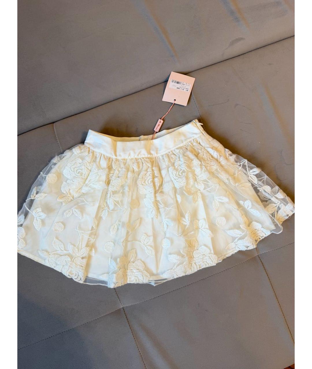 MISS BLUMARINE Белая хлопковая юбка, фото 2